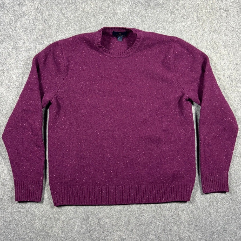 Brooks Brothers Mens Purple‎ Speckled Crewneck Knit Sweater M 100% Merino Wool